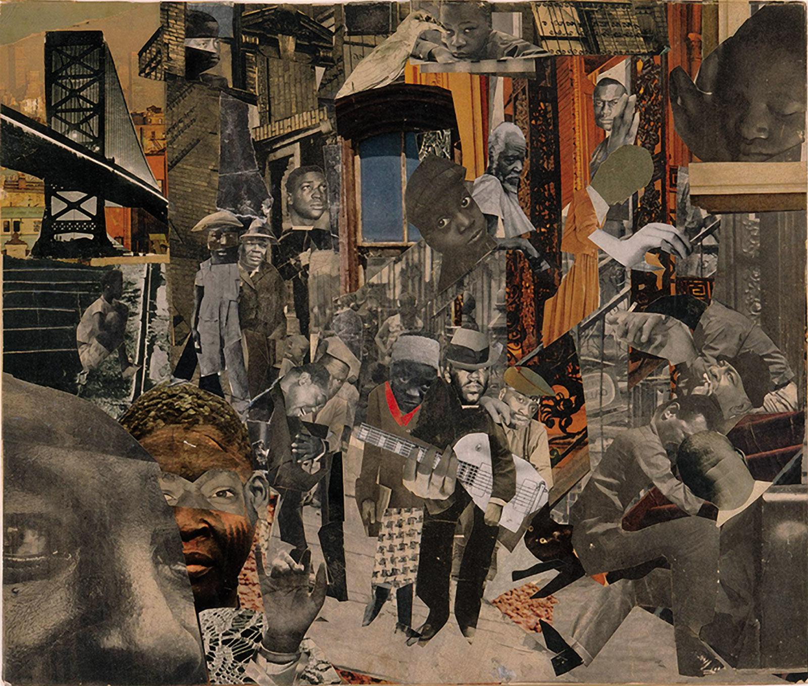 罗曼·比尔登的拼贴画《街》(1964)